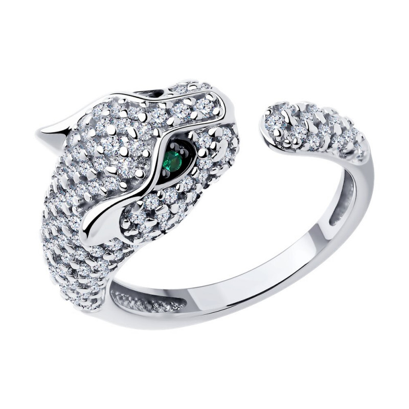 Damen Ring "Raubkatze" 925 Silber mit Zirkonia