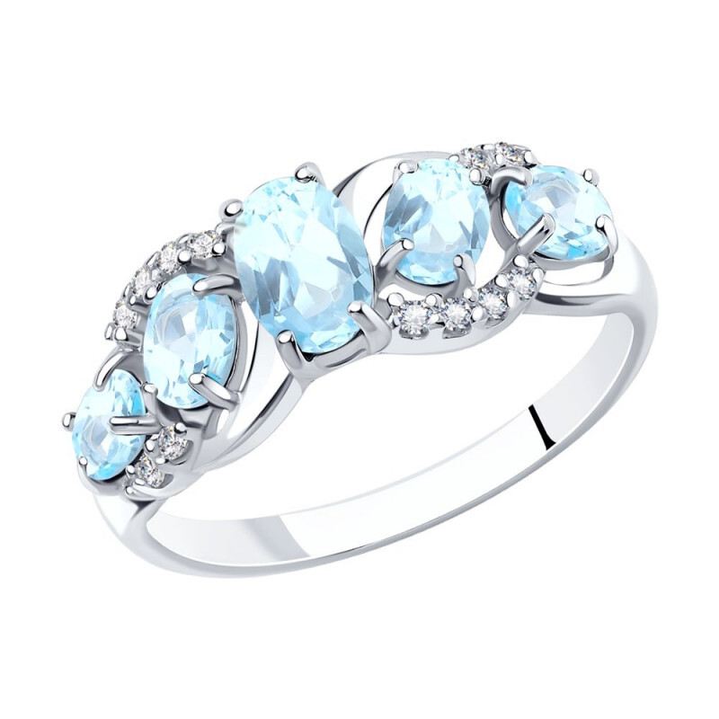 Damen Ring 925 Silber Topas und Zirkonia