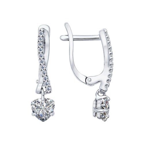 Серьги из серебра с фианитами