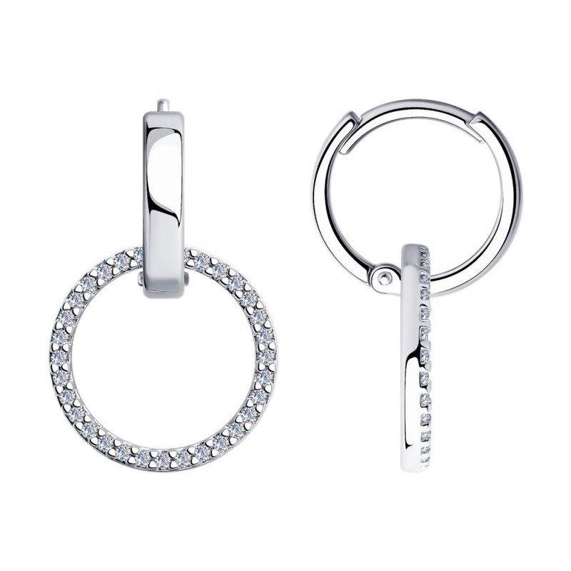Paar Creolen-Ohrringe 925 Silber mit Zirkonia