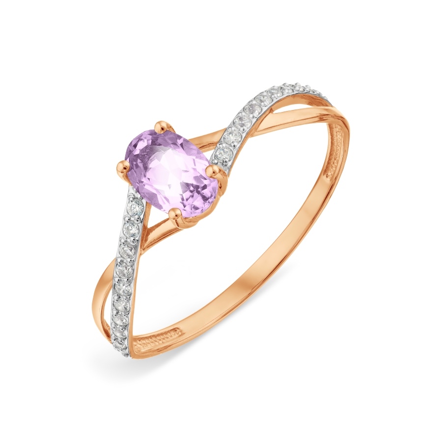 Damen Ring 585 Rotgold mit Amethyst und Zirkonia