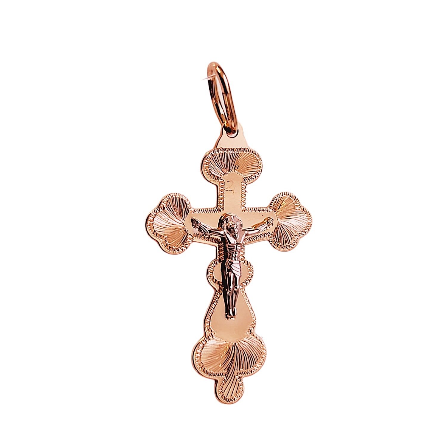 Kreuz Anhänger 585 Rotgold Bicolor
