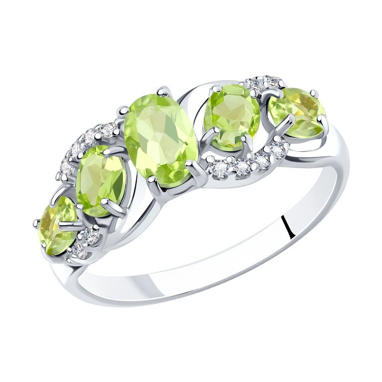 Damen Ring 925 Silber mit Zirkonia und Chrysolite