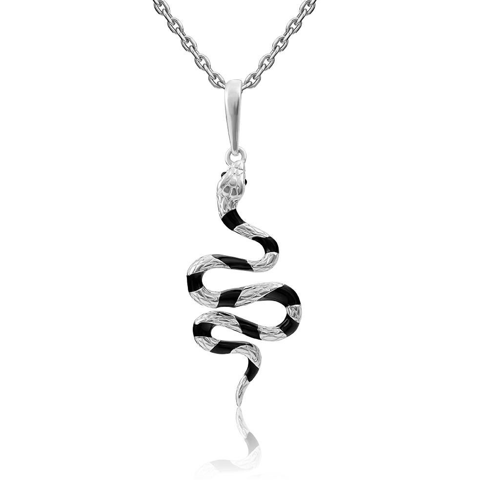 Ketten Anhänger Schlange 925 Silber mit Emaille