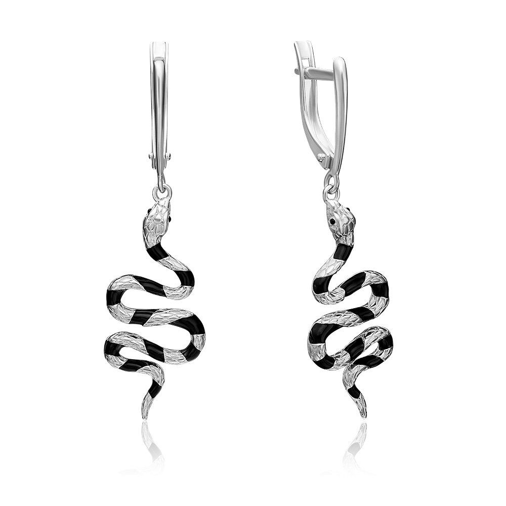 Paar Ohrhänger Schlangen aus 925 Silber mit Emaille