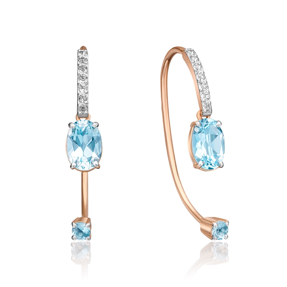 Ohrringe 585 Rotgold mit Topas und Topas White