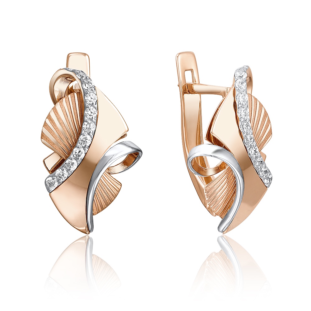 Damen Ohrringe 585er Rotgold mit Zirkonia