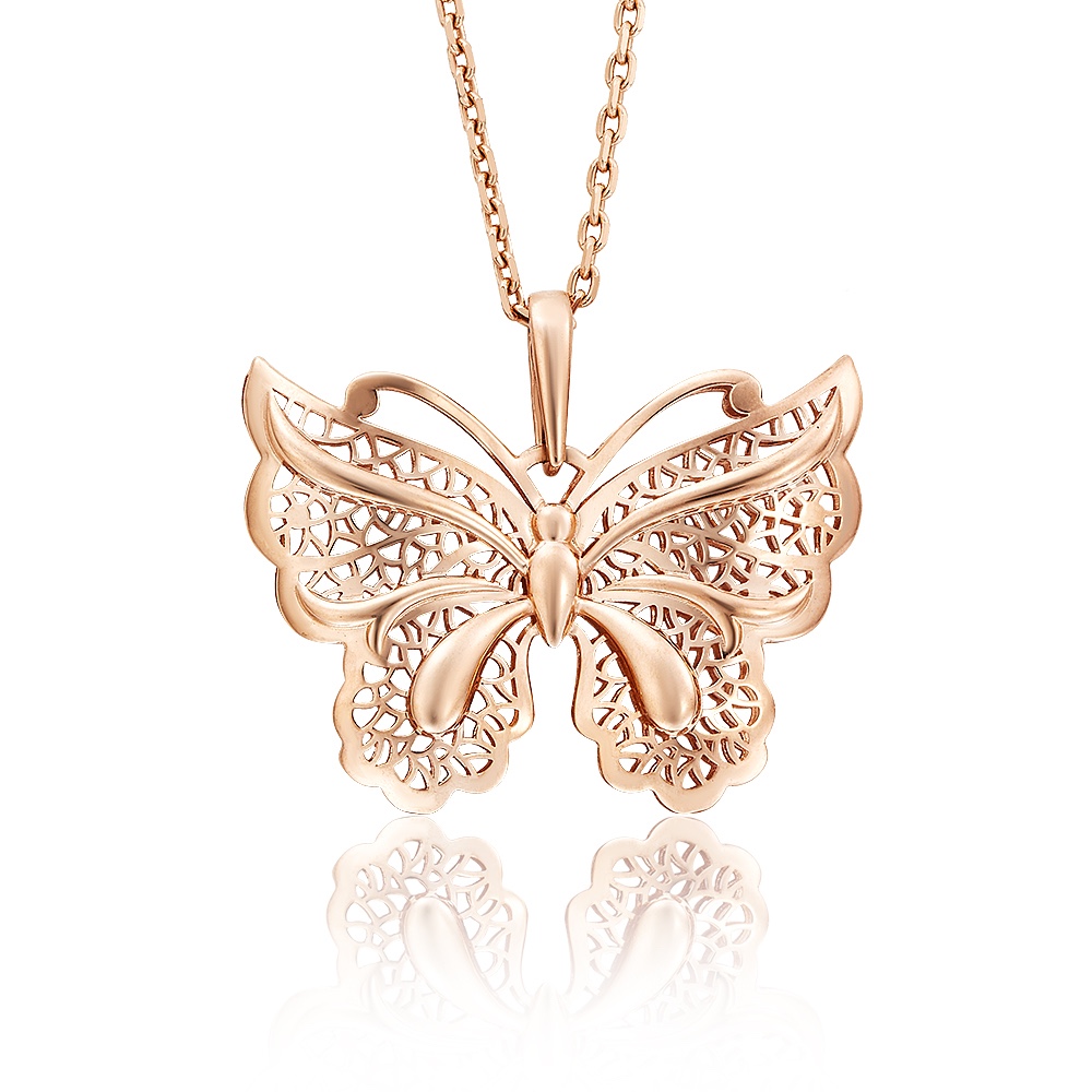 Подвеска «Бабочка» из красного русского золота 585 пробы Подвеска «Бабочка» из красного русского золота 585 пробы