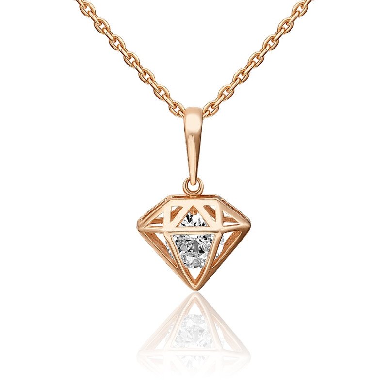 Ketten Anhänger «Diamant» aus 585er Rotgold mit Zirkonia