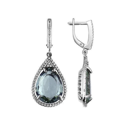 Paar Ohrhänger 925er Silber mit Quarz und Zirkonia