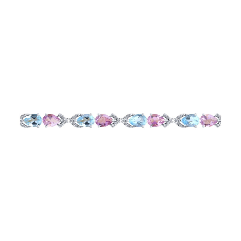 Armband mit Natursteine 925 Silber Topas Amethyst Armband mit Natursteine 925 Silber Topas Amethyst