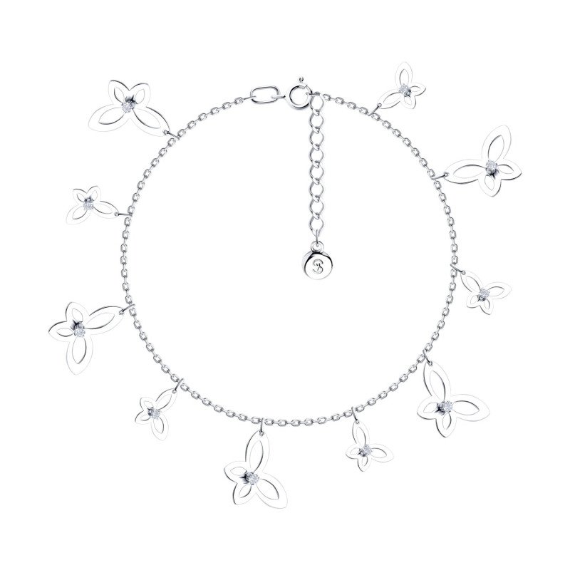 Armband 925 Silber mit Zirkonia Fußkette