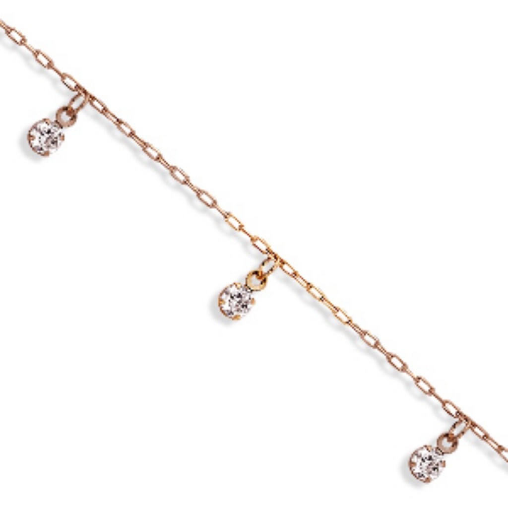 Fusskette 585 Rotgold Zirkonia - Fusskettchen
