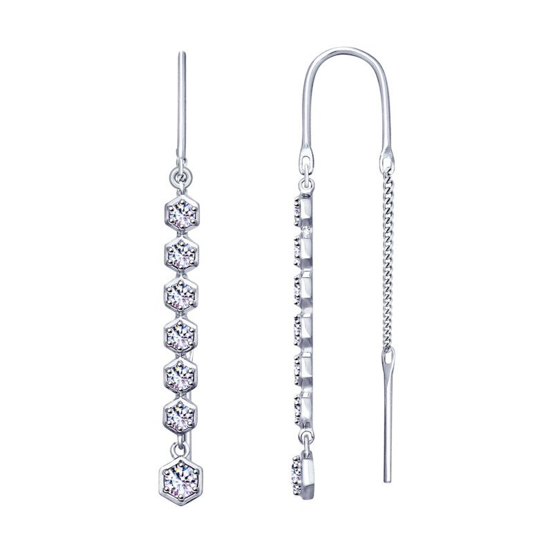 Серьги из русского серебра с фианитами