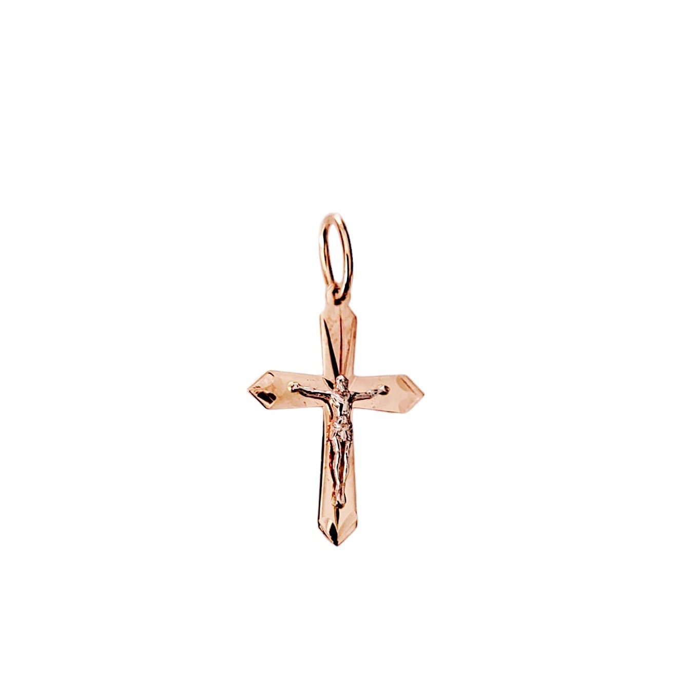 Kreuz Anhänger 585 Rotgold Jesus Weißgold