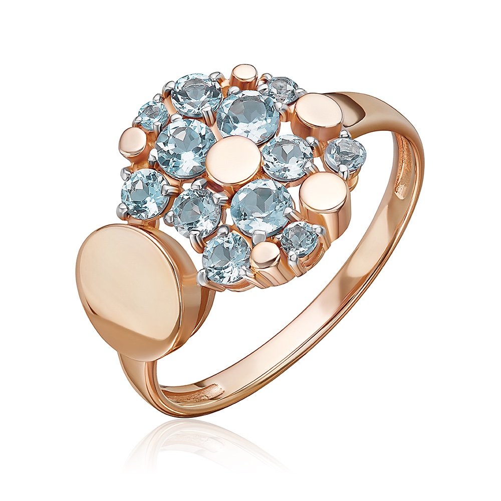 Кольцо из красного русского золота 585 пробы с топазами