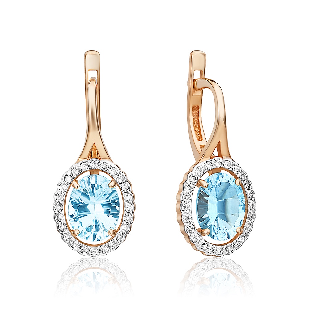 Damen Ohrringe 585 Rotgold mit Topas und Zirkonia