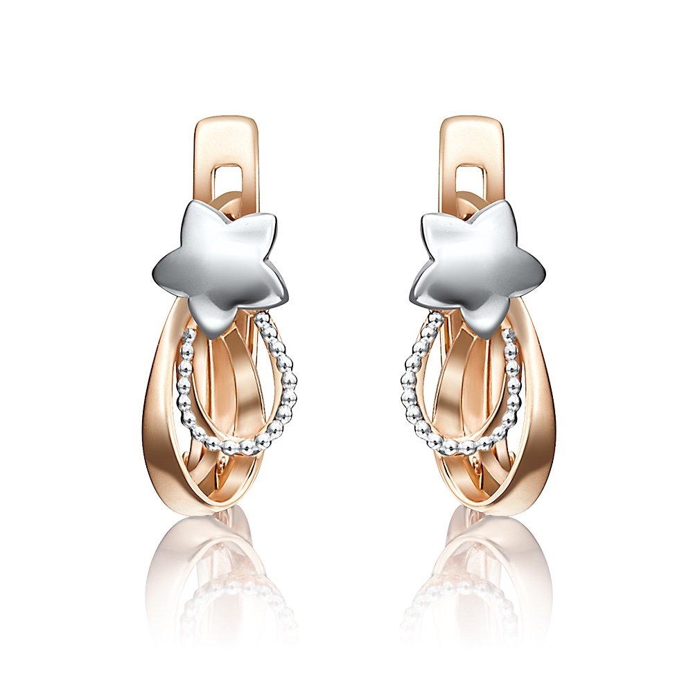 Kinder Ohrringe Sterne 585er Rotgold Bicolor