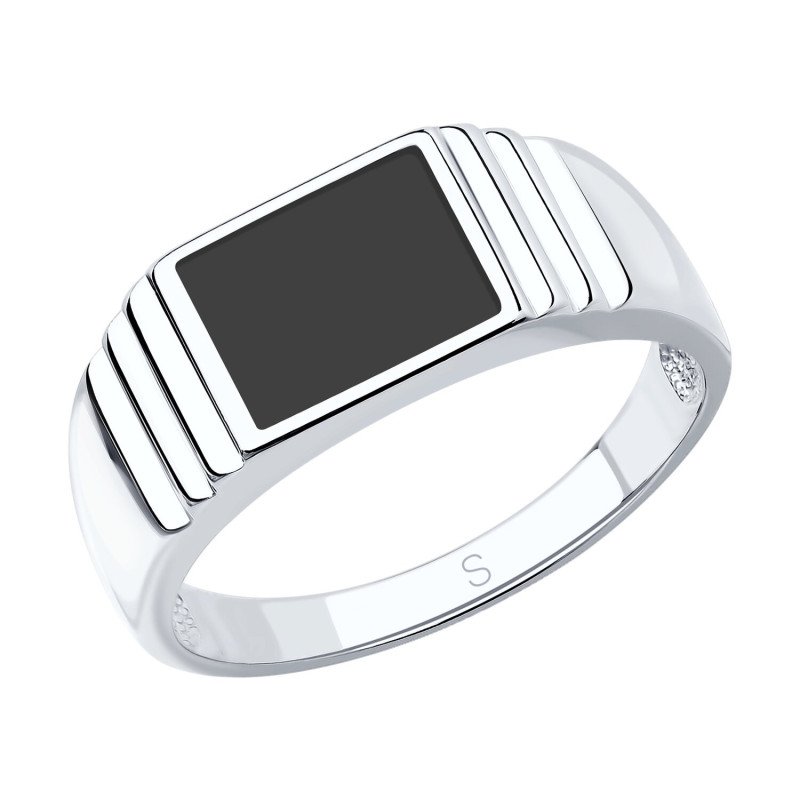 Herren Ring 925 Silber mit Emaille