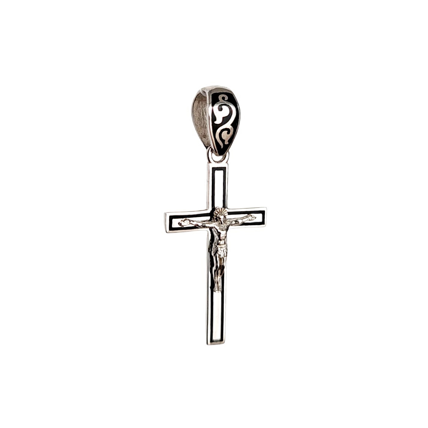 Kreuz Anhänger 925 Silber Orthodox mit Emaille