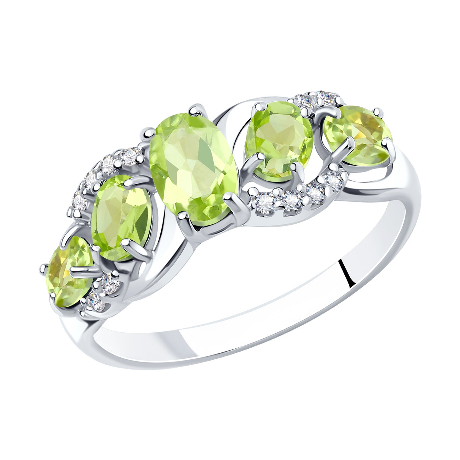 Damen Ring 925 Silber mit Zirkonia und Chrysolite