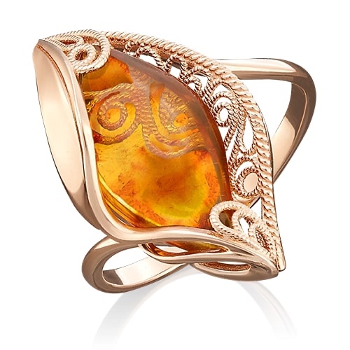 Damen Ring 585er Rotgold mit Bernstein