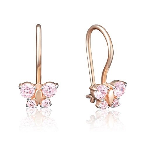Kinder Ohrringe Schmetterling 585er Rotgold mit Zirkonia