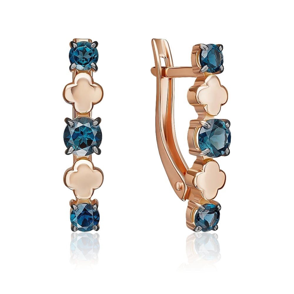 Damen Ohrringe 585er Rotgold mit London Topas