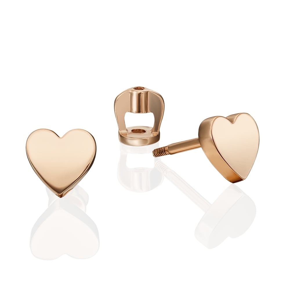 Paar Ohrstecker Herz 585er Rotgold