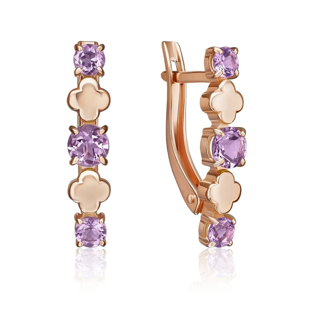 Damen Ohrringe 585er Rotgold mit Amethyst