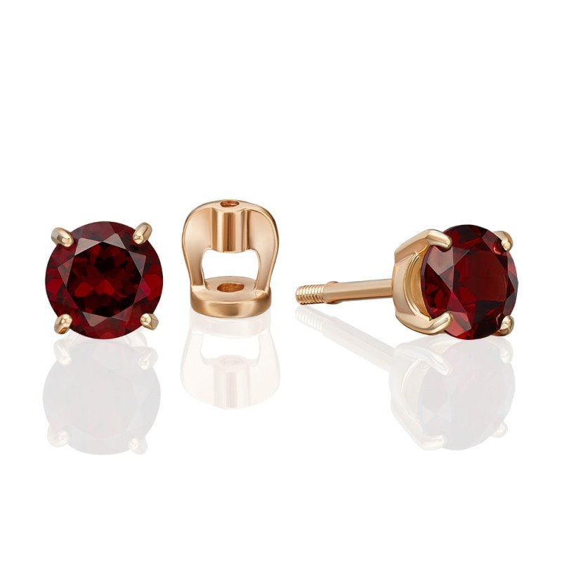 Paar Ohrstecker 585er Rotgold mit Granat