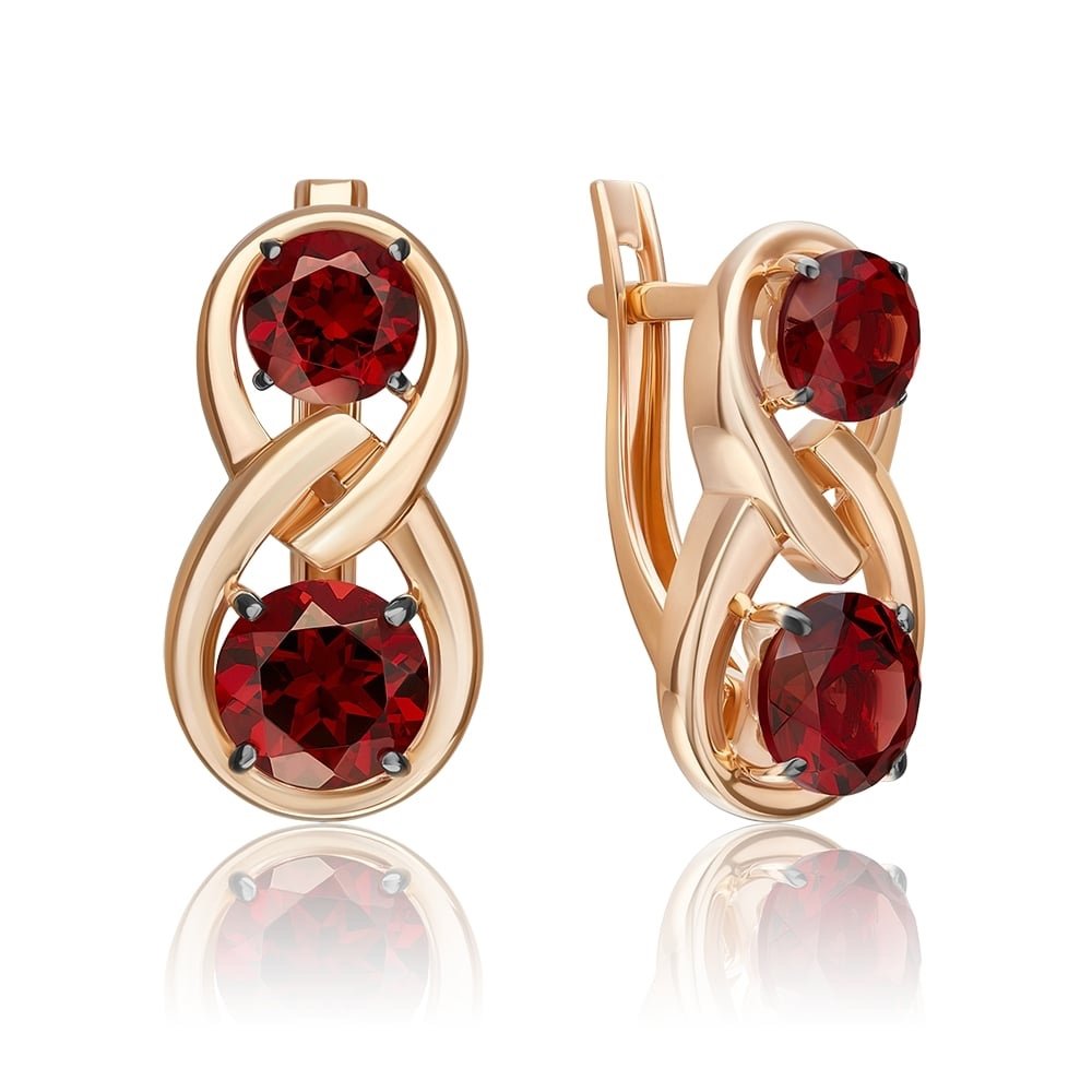 Damen Ohrringe 585 Rotgold mit Granat