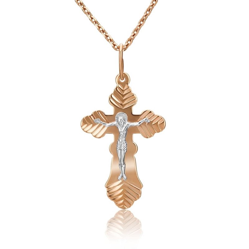 Kreuz Anhänger 585 Rotgold Weißgold Bicolor