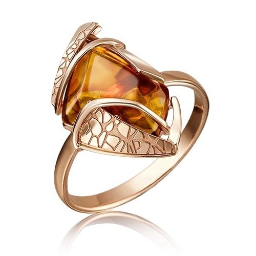 Damen Ring 585er Rotgold mit Bernstein