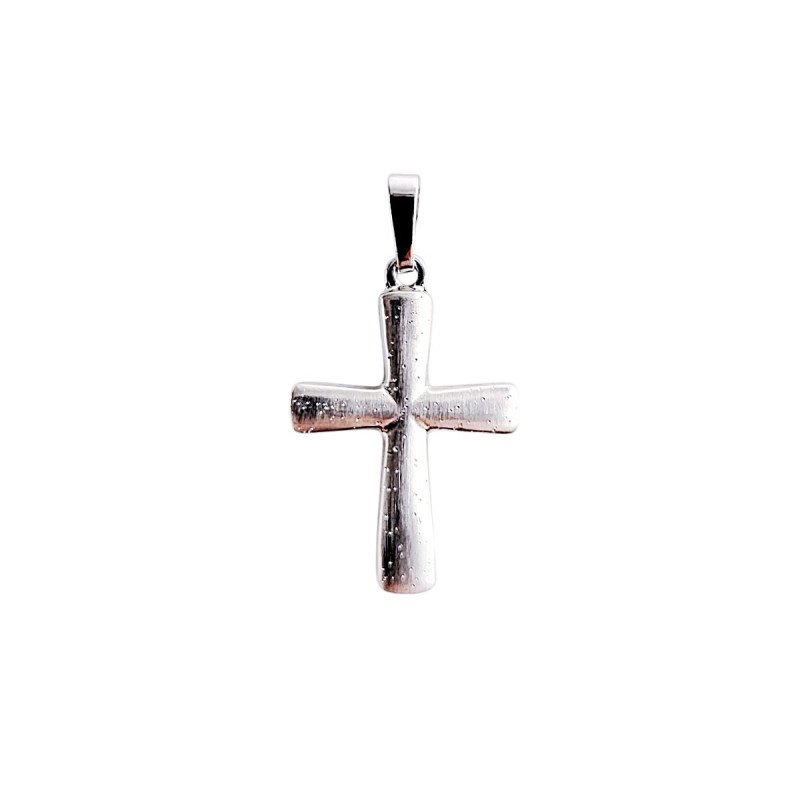 Kreuz Anhänger 925 Silber Glitzer Mattiert