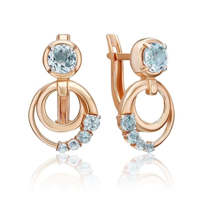 Damen Ohrringe 585 Rotgold mit Topas