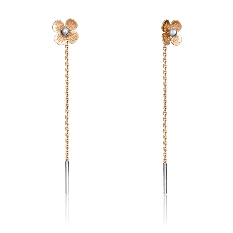 Ketten-Ohrringe 585er Rotgold