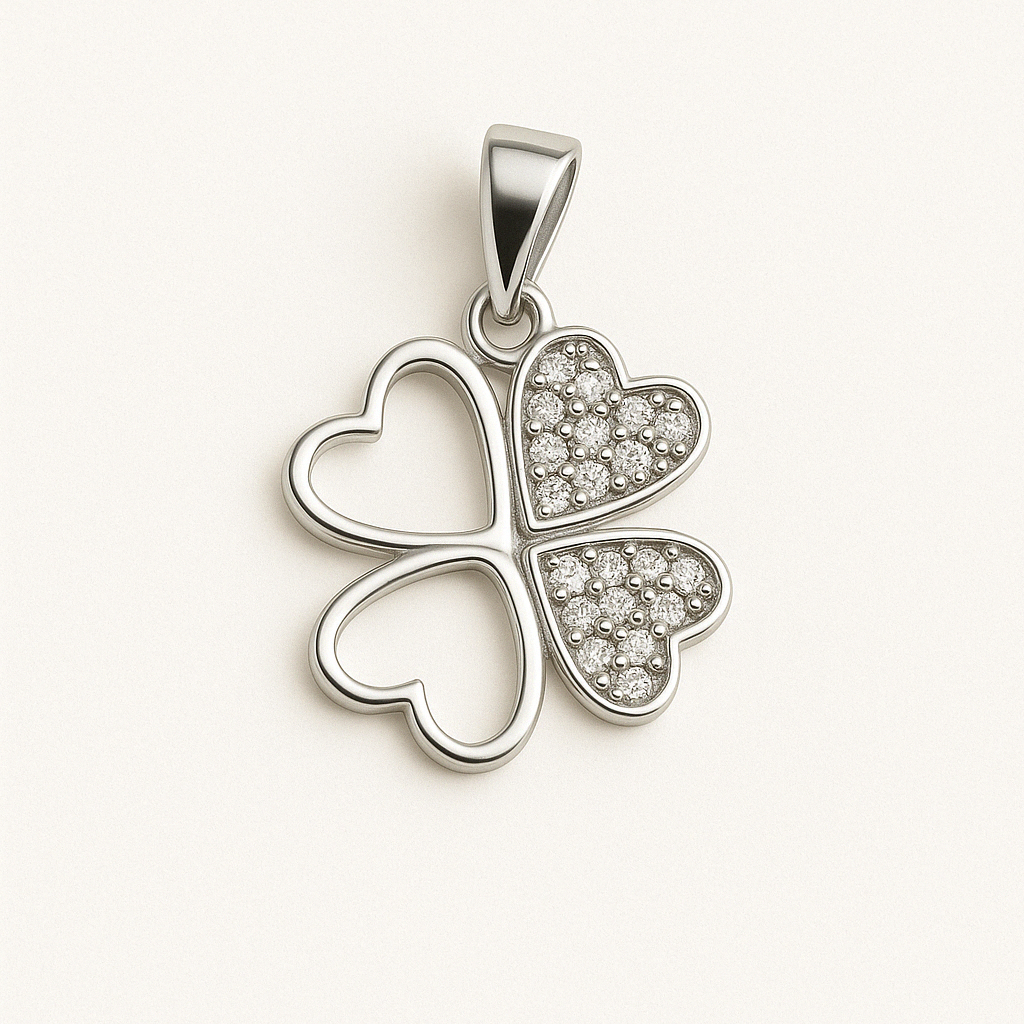 Ketten Anhänger Kleeblatt aus 925 Silber mit Zirkonia Ketten Anhänger Kleeblatt aus 925 Silber mit Zirkonia