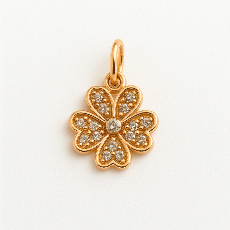 Ketten Anhänger Kleeblatt aus 585 Rotgold mit Zirkonia