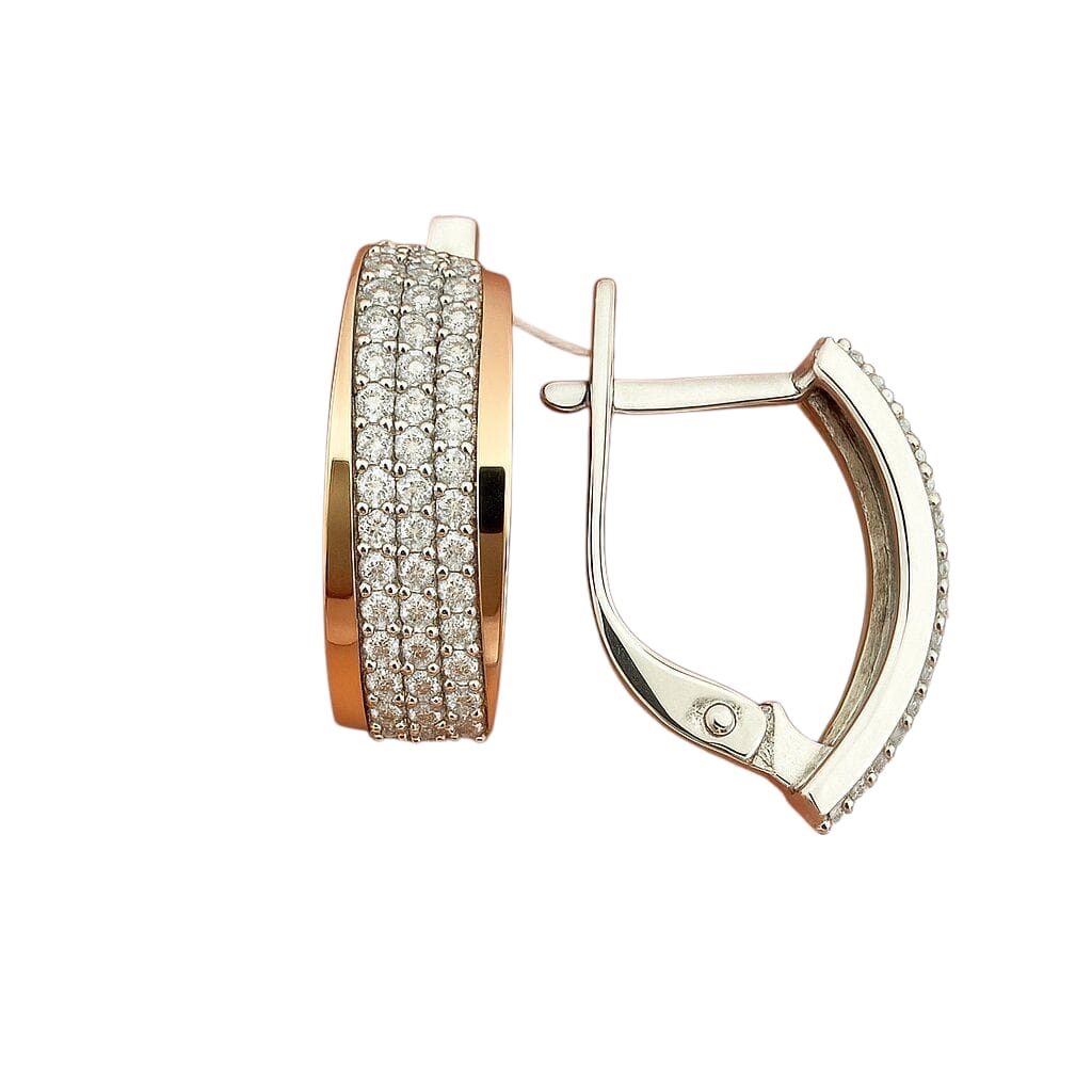 Klassische Ohrringe aus 925er Silber mit 375er Gold und Zirkonia