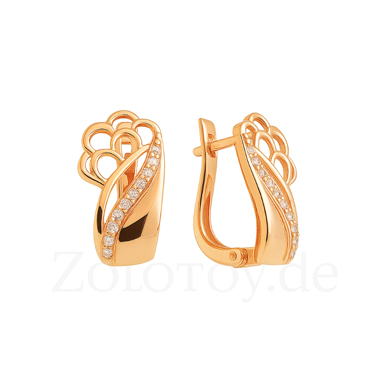 Paar Ohrringe 585er Rotgold Zirkonia