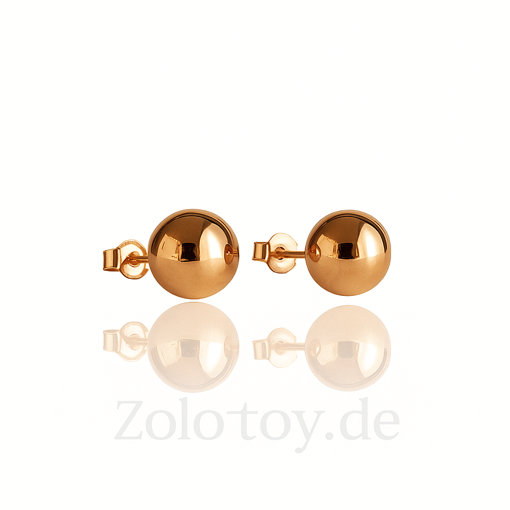 Paar Ohrstecker 585er Rotgold Kugeln