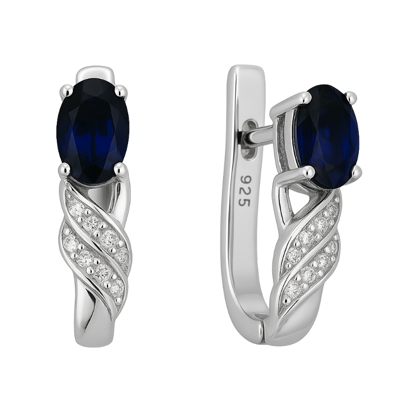Серьги из русского серебра 925 пробы с фианитами