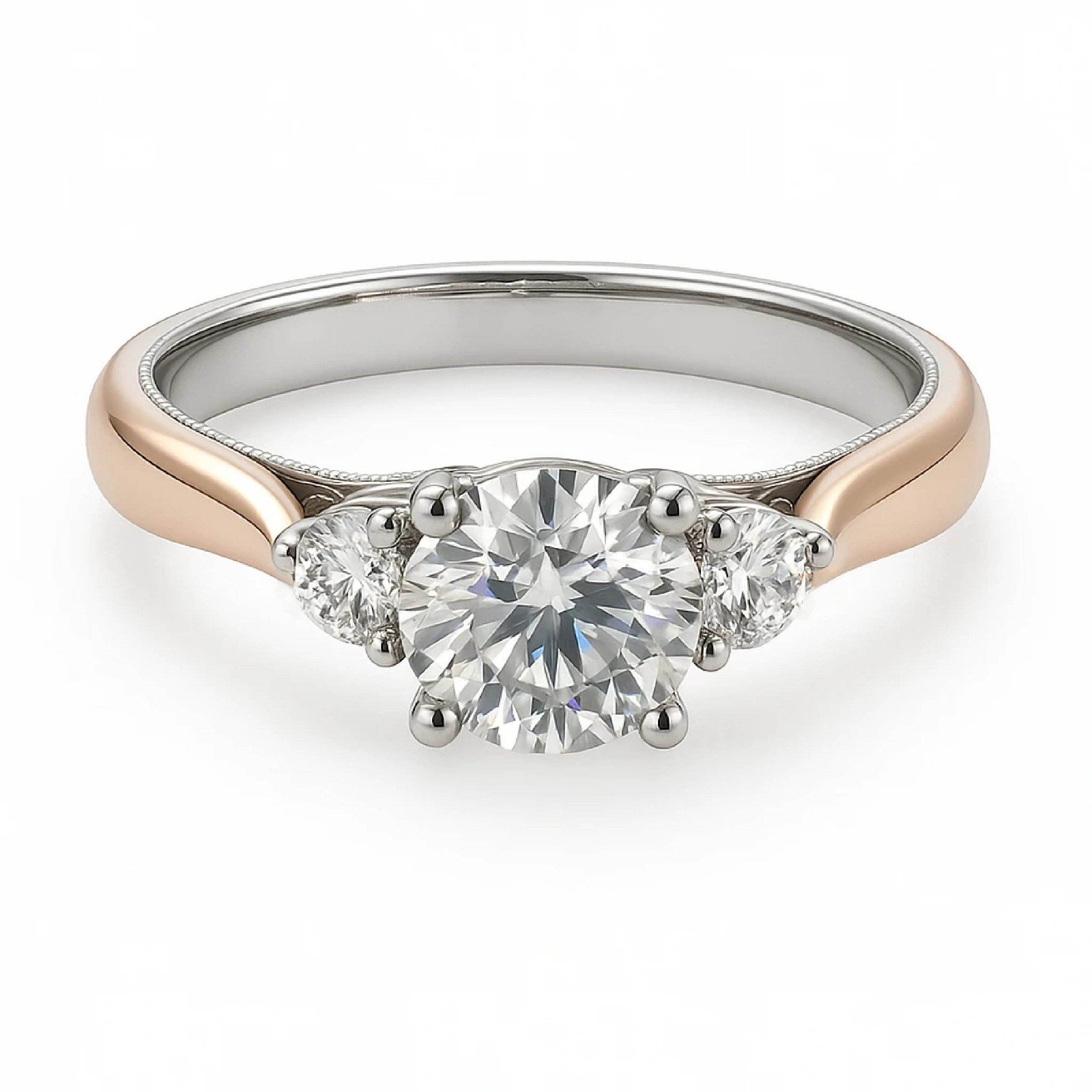 Damen Ring 585er Rotgold Weßgold mit Brillant