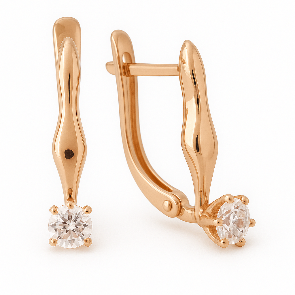 Damen & Kinder Ohrringe 585er Rotgold Zirkonia