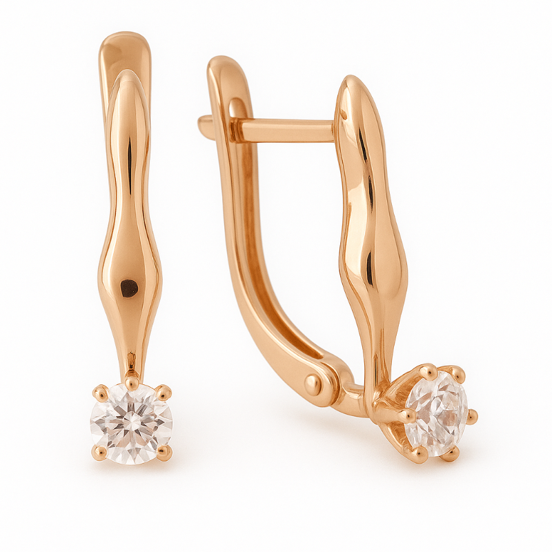 Damen & Kinder Ohrringe 585er Rotgold Zirkonia