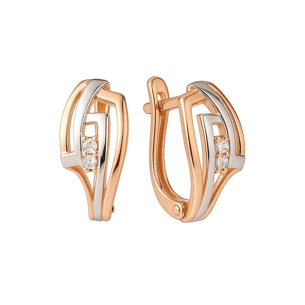 Ohrringe 585er Rotgold mit Zirkonia Bicolor