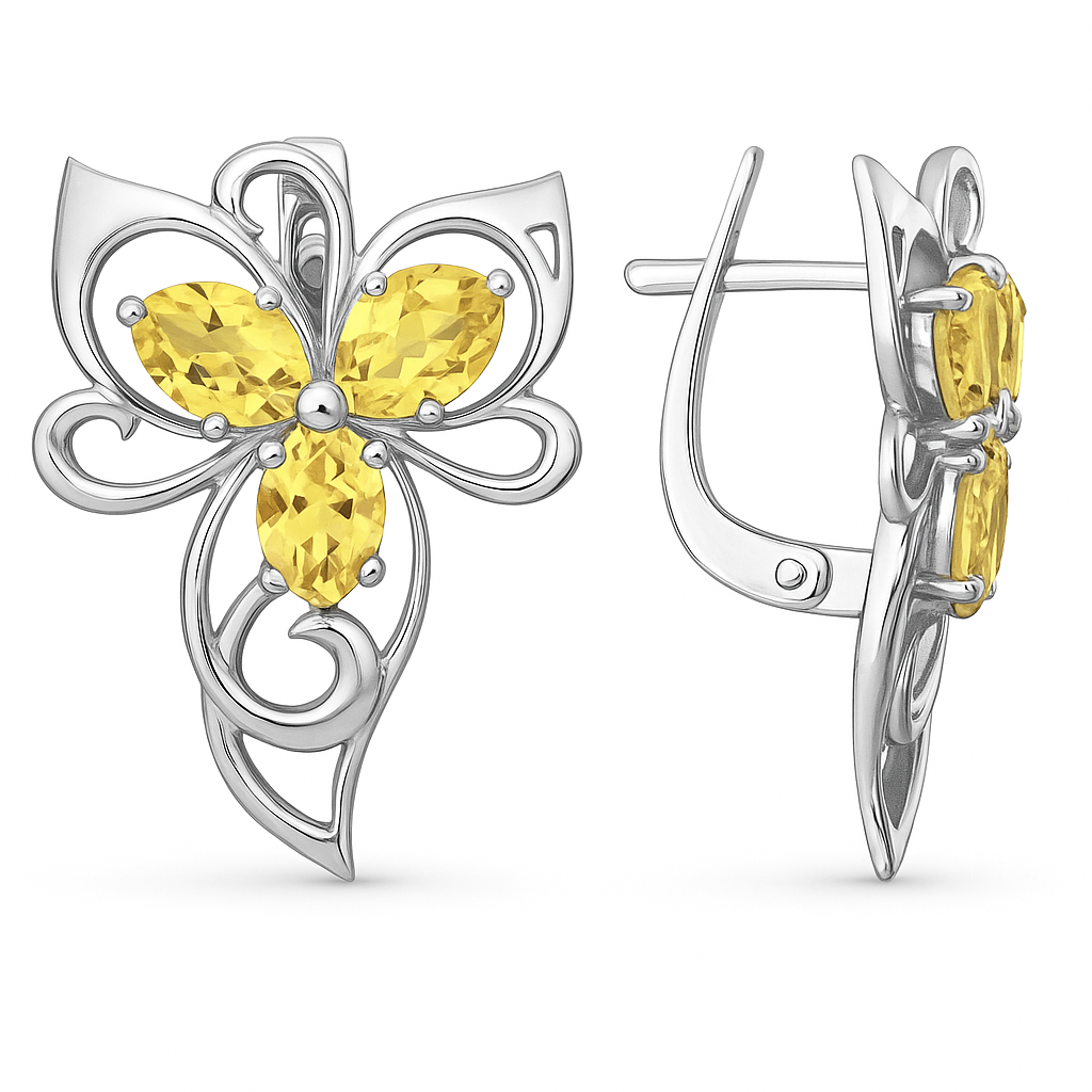 Damen Ohrringe 925 Silber Citrin Damen Ohrringe 925 Silber Citrin