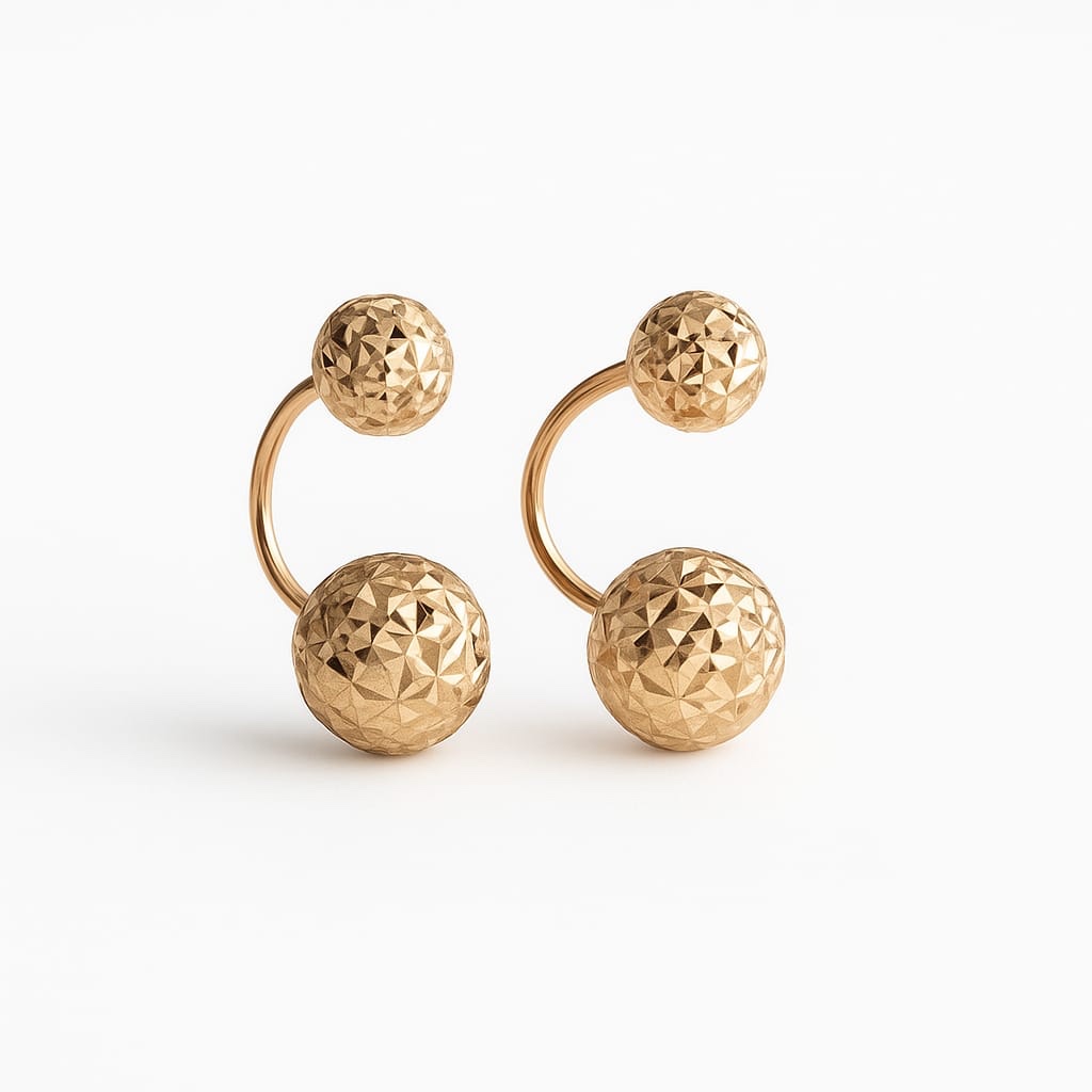 Damen Ohrringe 585 Rotgold Diamantiert Kugeln