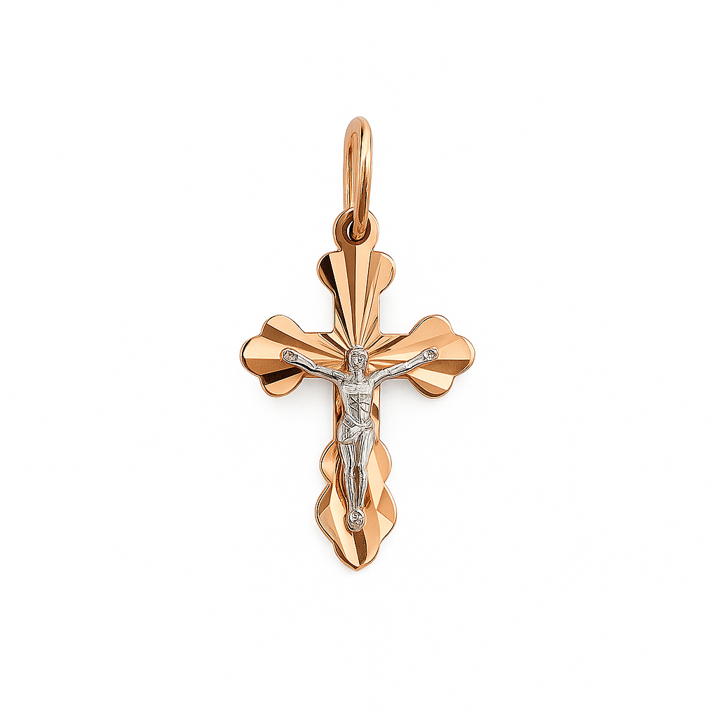 Kreuz Anhänger 585 Rotgold Weißgold Jesus